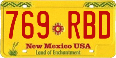 NM license plate 769RBD