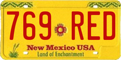 NM license plate 769RED