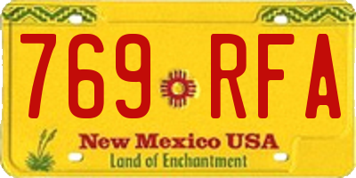 NM license plate 769RFA