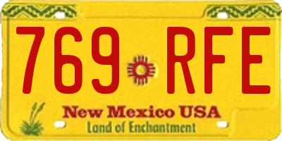NM license plate 769RFE