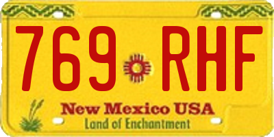 NM license plate 769RHF