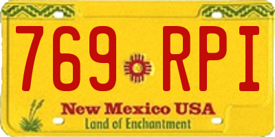 NM license plate 769RPI