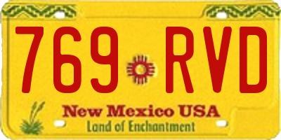NM license plate 769RVD