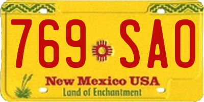 NM license plate 769SAO