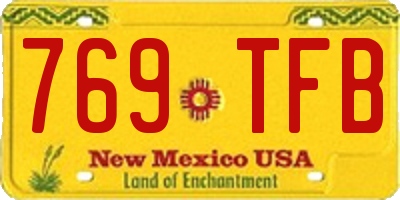 NM license plate 769TFB