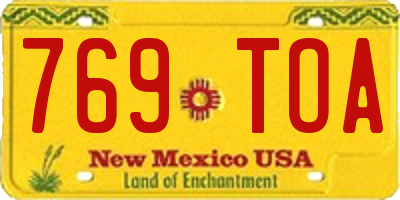 NM license plate 769TOA