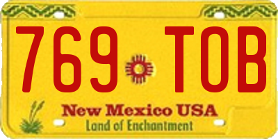NM license plate 769TOB