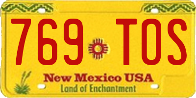 NM license plate 769TOS