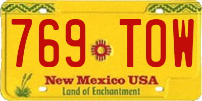 NM license plate 769TOW