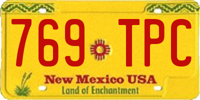 NM license plate 769TPC