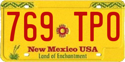 NM license plate 769TPO