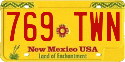 NM license plate 769TWN