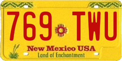 NM license plate 769TWU