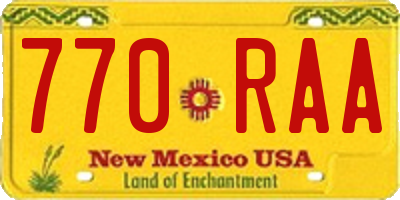 NM license plate 770RAA