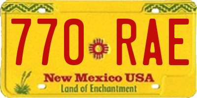 NM license plate 770RAE