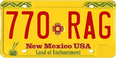 NM license plate 770RAG