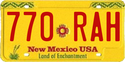 NM license plate 770RAH