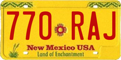 NM license plate 770RAJ