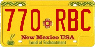 NM license plate 770RBC