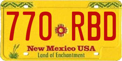 NM license plate 770RBD