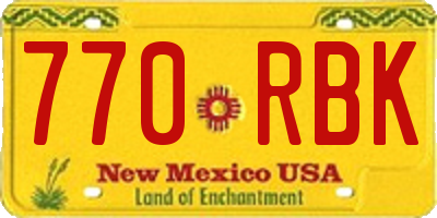 NM license plate 770RBK