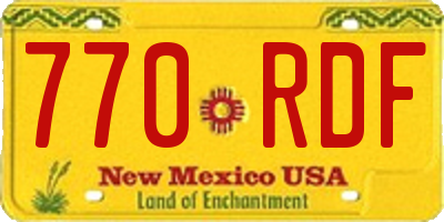 NM license plate 770RDF