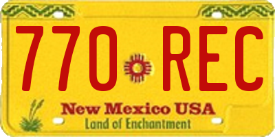 NM license plate 770REC