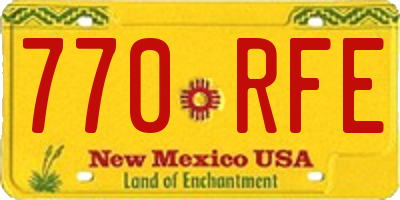 NM license plate 770RFE