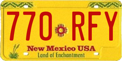 NM license plate 770RFY