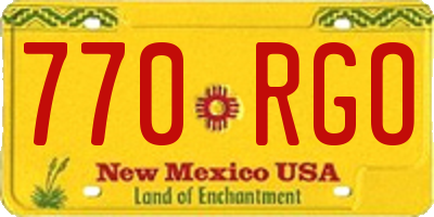 NM license plate 770RGO