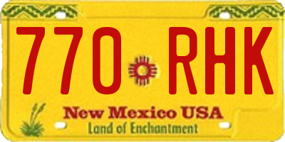 NM license plate 770RHK