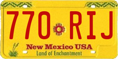 NM license plate 770RIJ