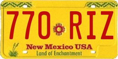 NM license plate 770RIZ