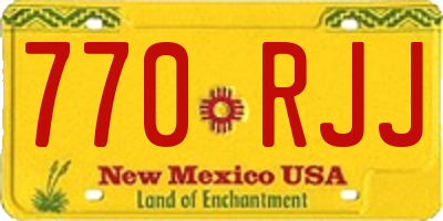NM license plate 770RJJ