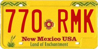 NM license plate 770RMK