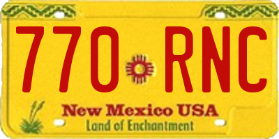 NM license plate 770RNC