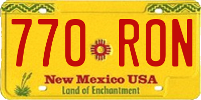 NM license plate 770RON
