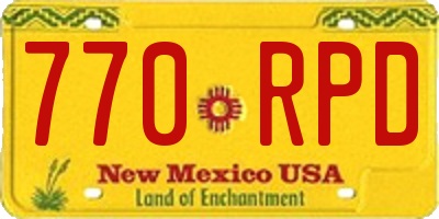 NM license plate 770RPD