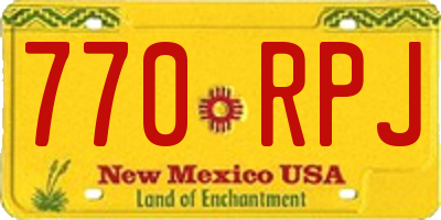 NM license plate 770RPJ