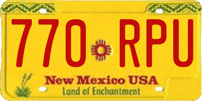 NM license plate 770RPU