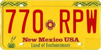 NM license plate 770RPW
