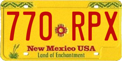 NM license plate 770RPX
