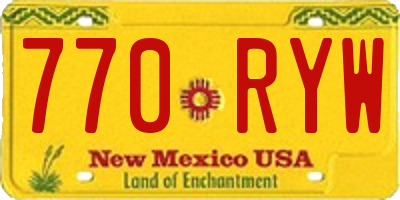 NM license plate 770RYW
