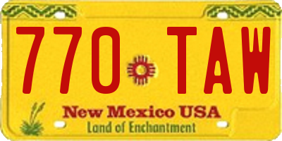 NM license plate 770TAW