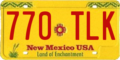 NM license plate 770TLK