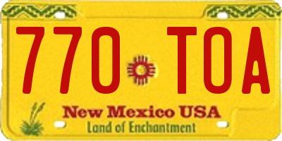 NM license plate 770TOA
