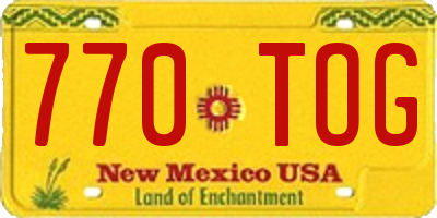 NM license plate 770TOG