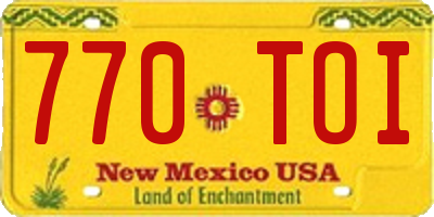 NM license plate 770TOI