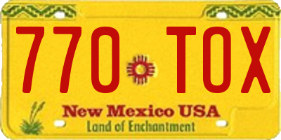 NM license plate 770TOX