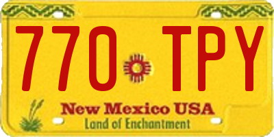 NM license plate 770TPY
